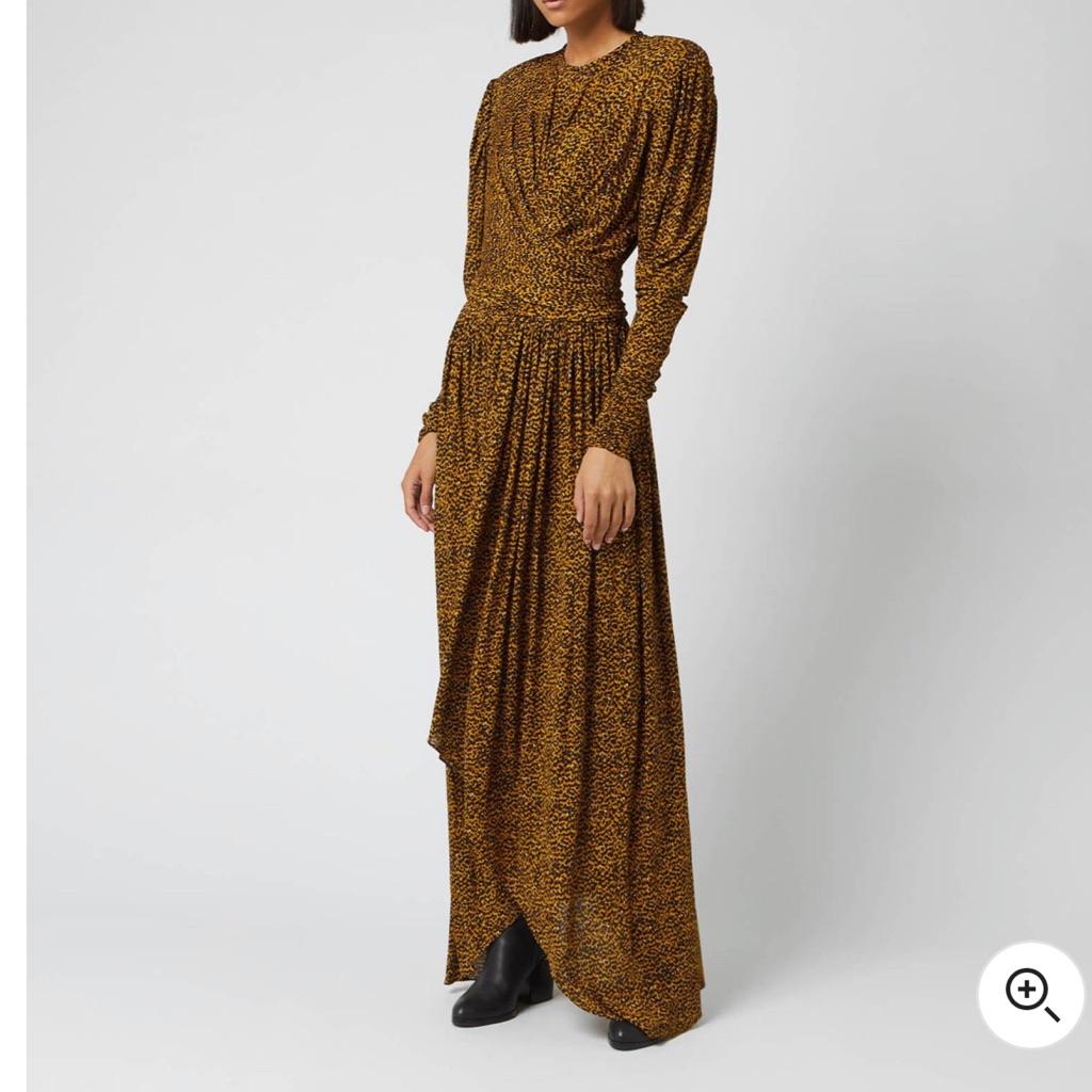 Isabel Marant Fauve Yellow Leopard Print Jucienne Sharkbite Jersey Dress 6